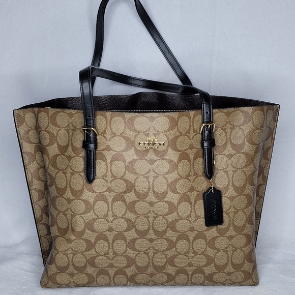 Coach Mollie Tote Bag in Signature Canvas in Khaki/ Black 1665 - Picture 1 of 7